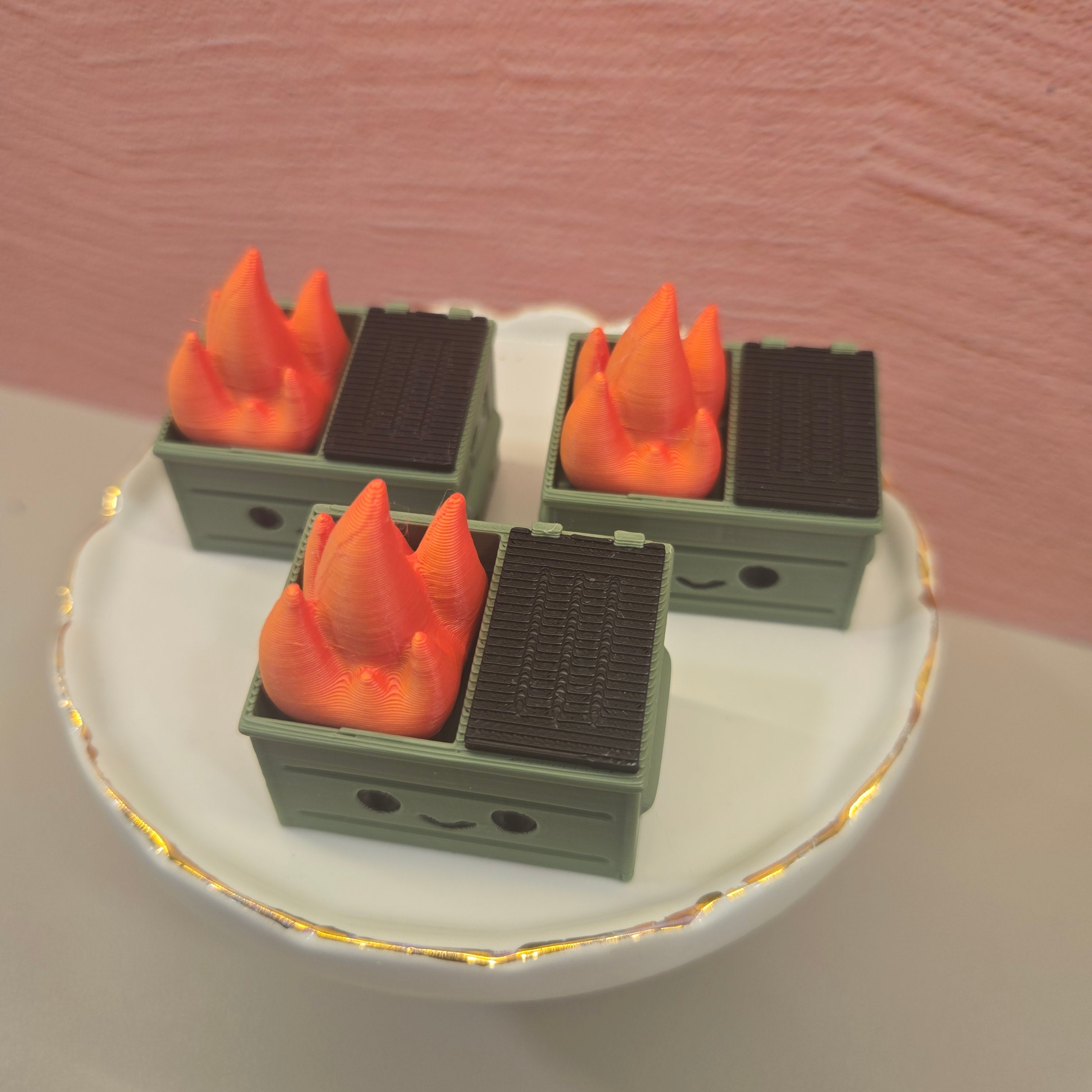 Dumpster Fire Clicky Keychain