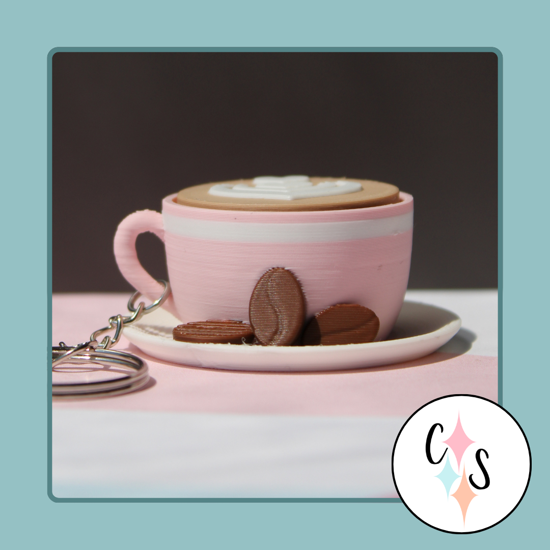 Pink Coffee Clicky Keychian