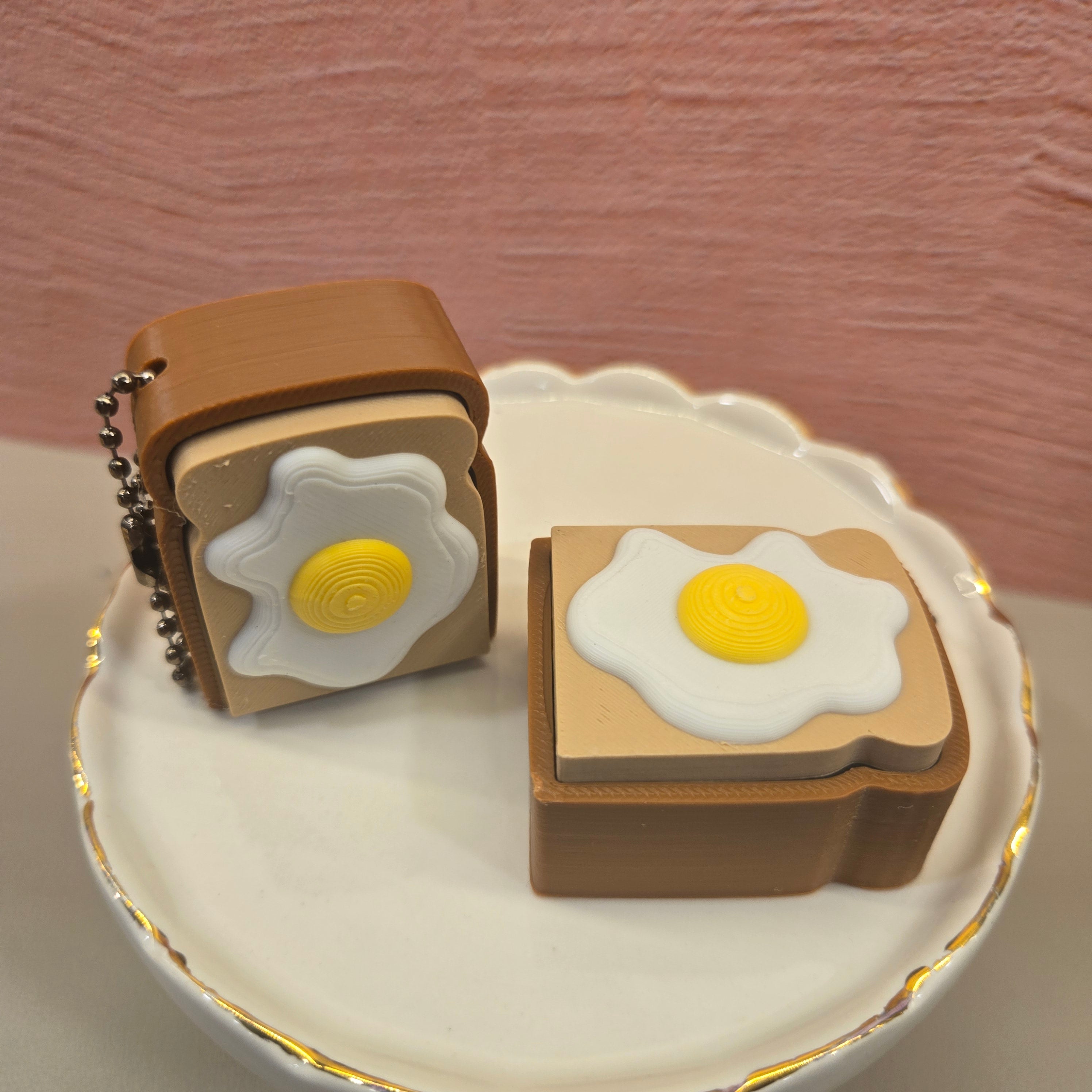 Toast and Egg Clicky Keychain